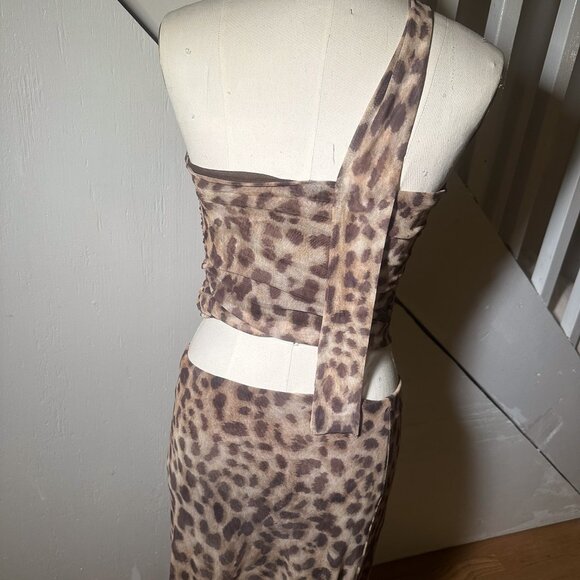 ZARA Viral Leopard Mesh Ruched 2-Piece Set • Size M - Picture 3 of 3